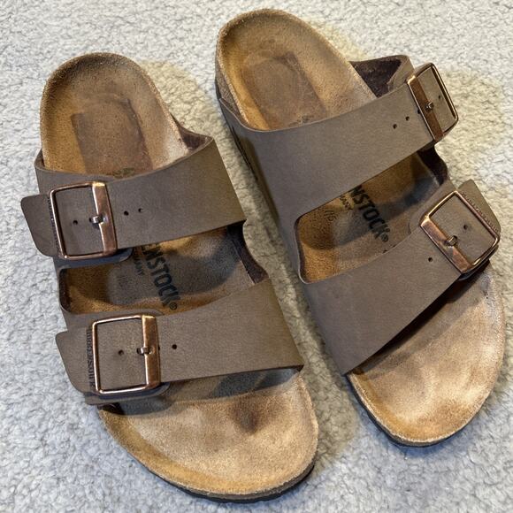 Birkenstock Arizona Taupe Soft Footbed Suede Leather W 9 M 7 EU 40 - Picture 1 of 7